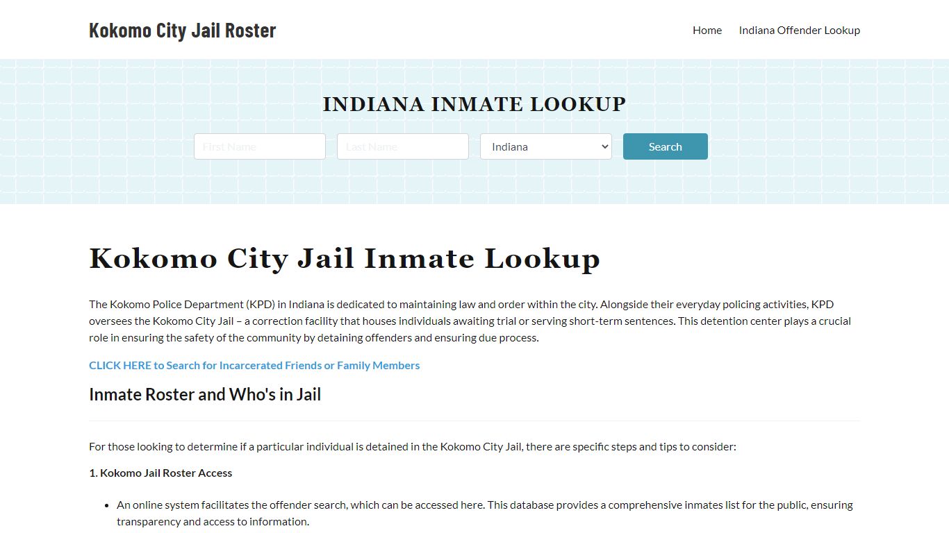 Kokomo Police Department & City Jail, IN Inmate Roster, Arrests, Mugshots